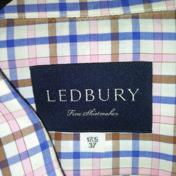 Ledbury: Men's Blue, Brown & Pink Check. Barrel cuffs, Neck: 17.5 Sleeve: 37 - Picture 3 of 6